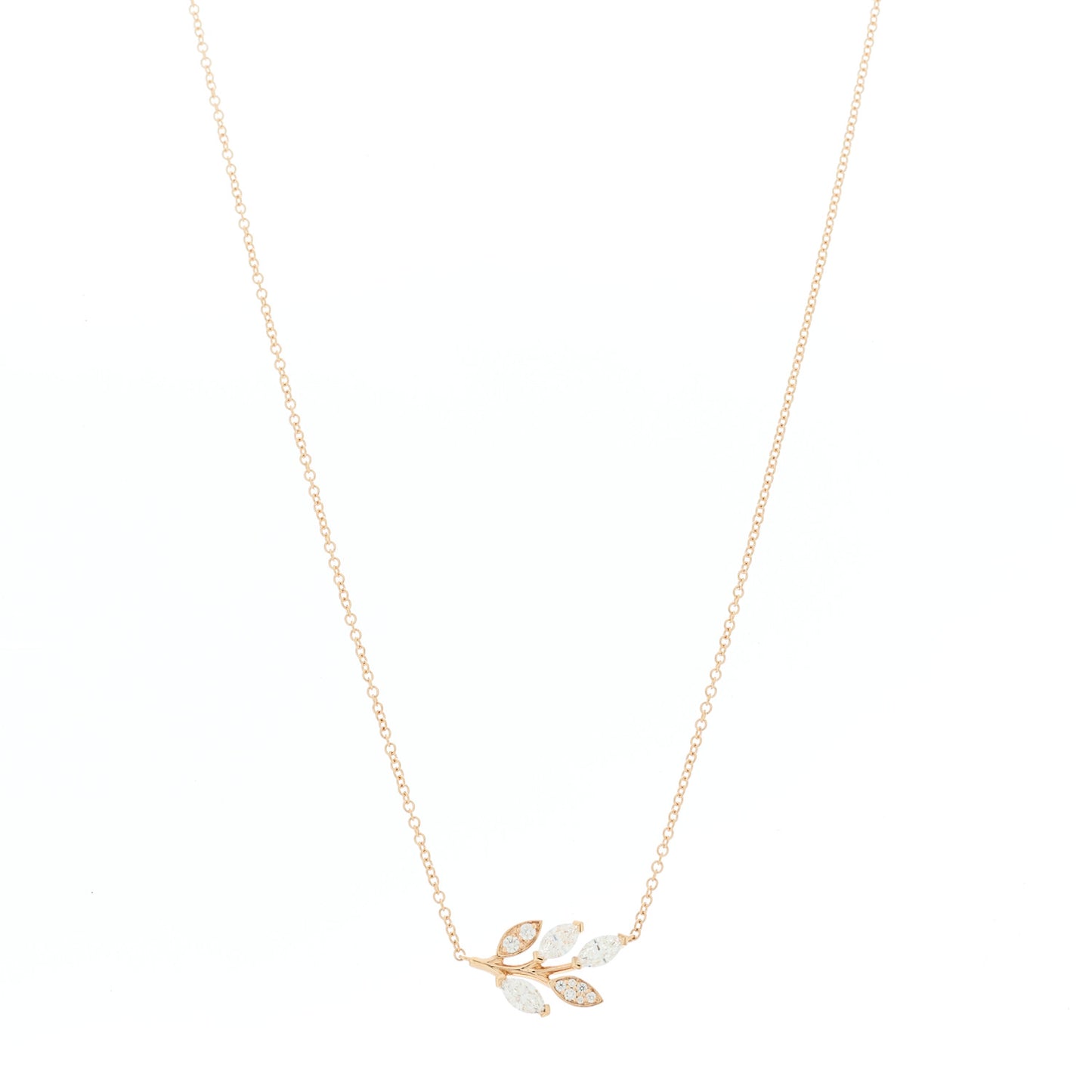 18K Rose Gold Diamond Victoria Vine Pendant Necklace