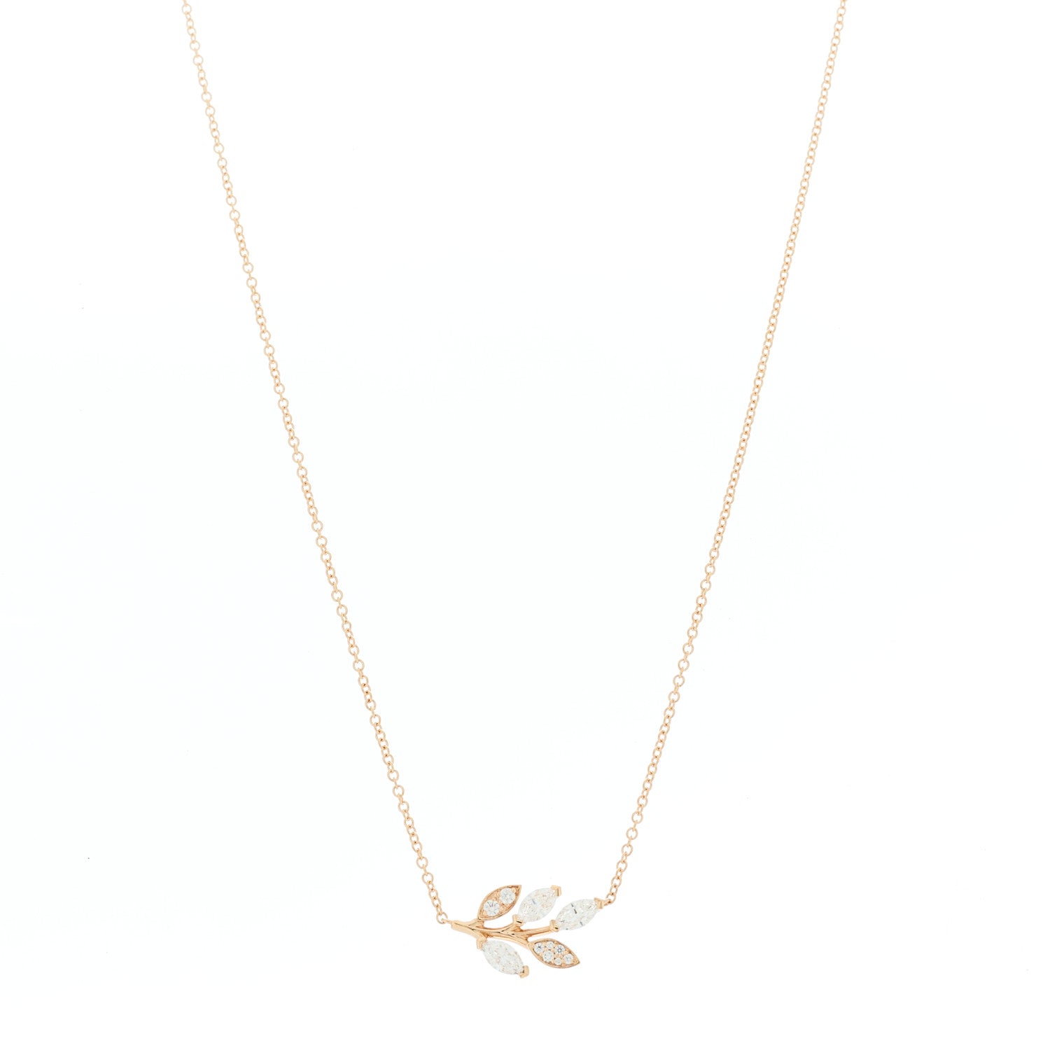 Tiffany 18K Rose Gold Diamond Victoria Vine Pendant Necklace 1 of 7