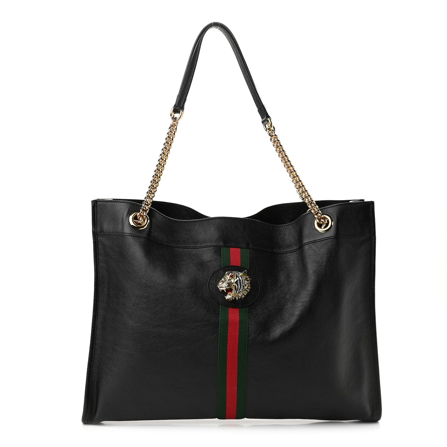 Calfskin Large Rajah Chain Tote Black