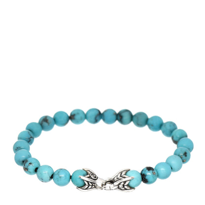 David Yurman Sterling Silver Turquoise 8mm Spiritual Beads Bracelet 3 of 4