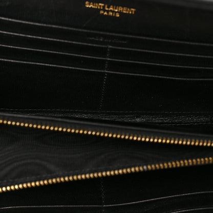 Saint Laurent Lambskin Quilted Monogram Large Gabbie Flap Wallet Black 7 of 14