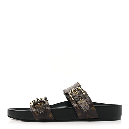 Louis Vuitton Monogram Bom Dia Mule Sandals 38 Black 1 of 10