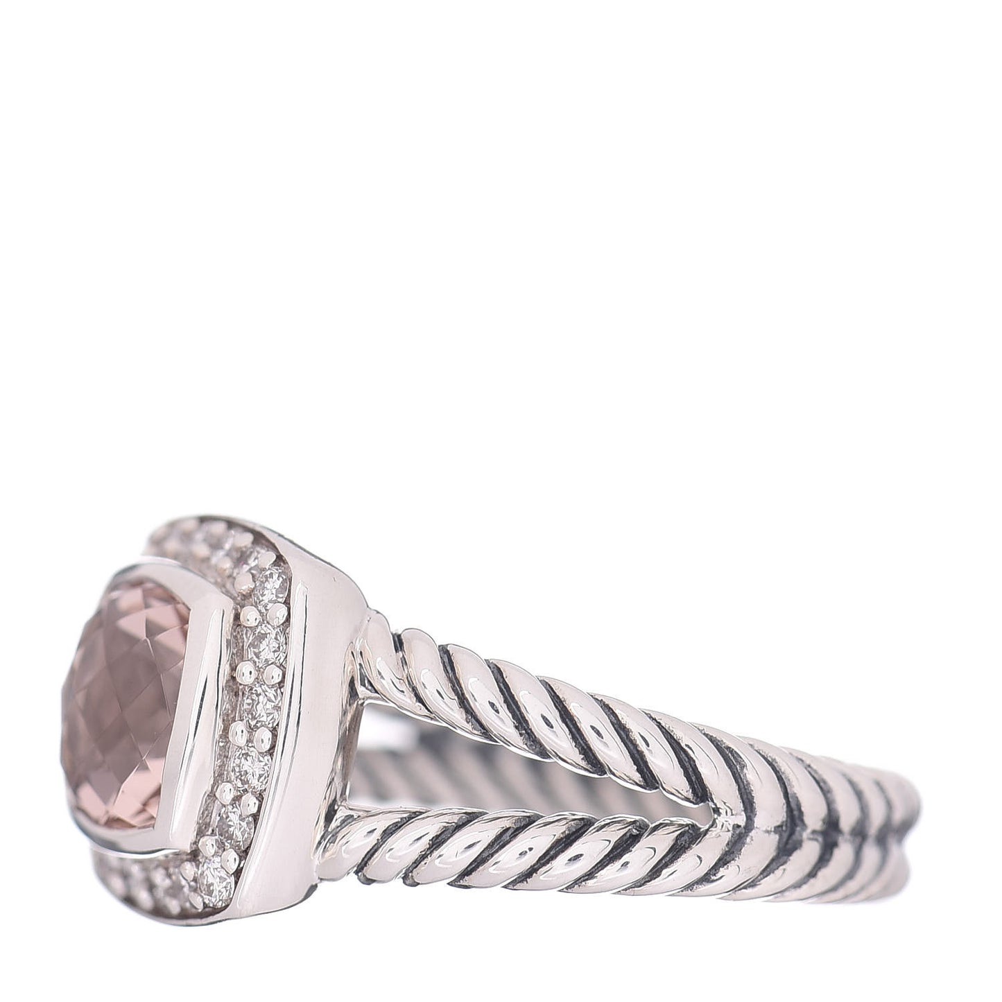 Sterling Silver Diamond Morganite 7mm Petite Albion Ring 49 5