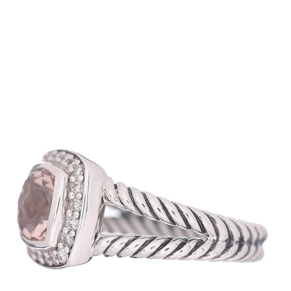 David Yurman Sterling Silver Diamond Morganite 7mm Petite Albion Ring 49 5 3 of 5