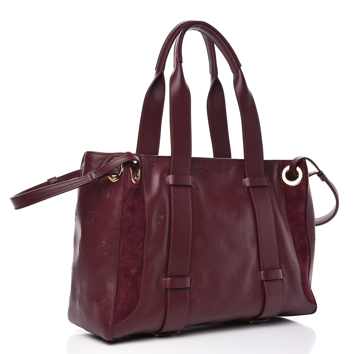 Smooth Calfskin Embossed Tao Zipped Tote Burnt Brown