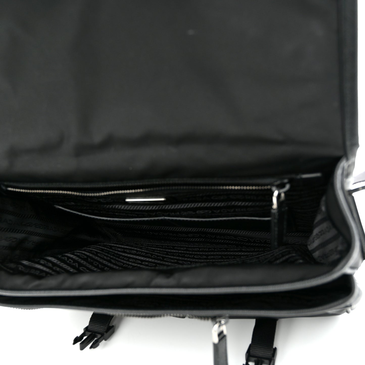 Tessuto Nylon Saffiano Large Double Snap Buckle Messenger Bag Black
