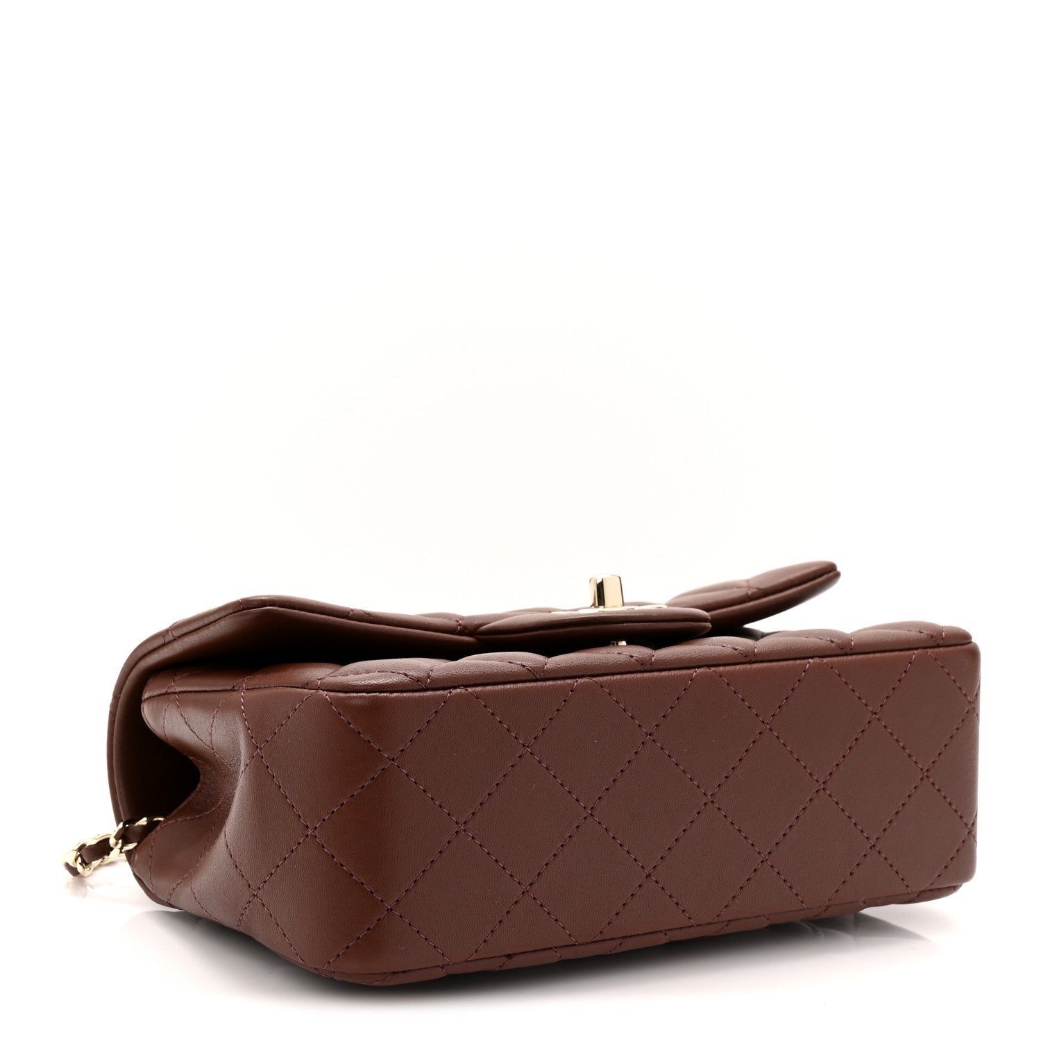 Chanel Lambskin Quilted Mini Top Handle Rectangular Flap Dark Brown 4 of 11