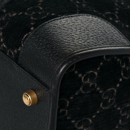 Gucci Velvet GG Monogram Textured Calfskin Web Medium Duffle Bag Blue Beige Black 10 of 14