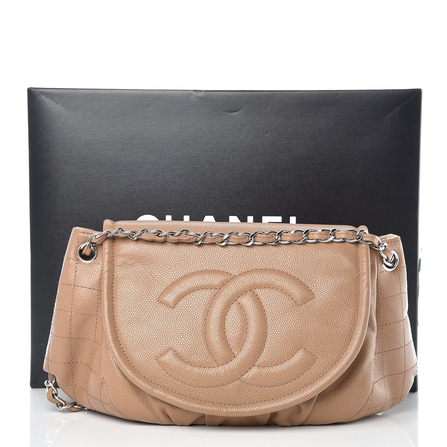Chanel Caviar Large Half Moon Flap Dark Beige 13 of 13