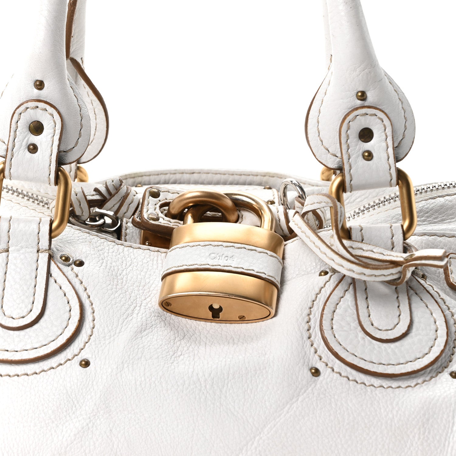 Chloe Calfskin Medium Paddington Satchel White 8 of 10