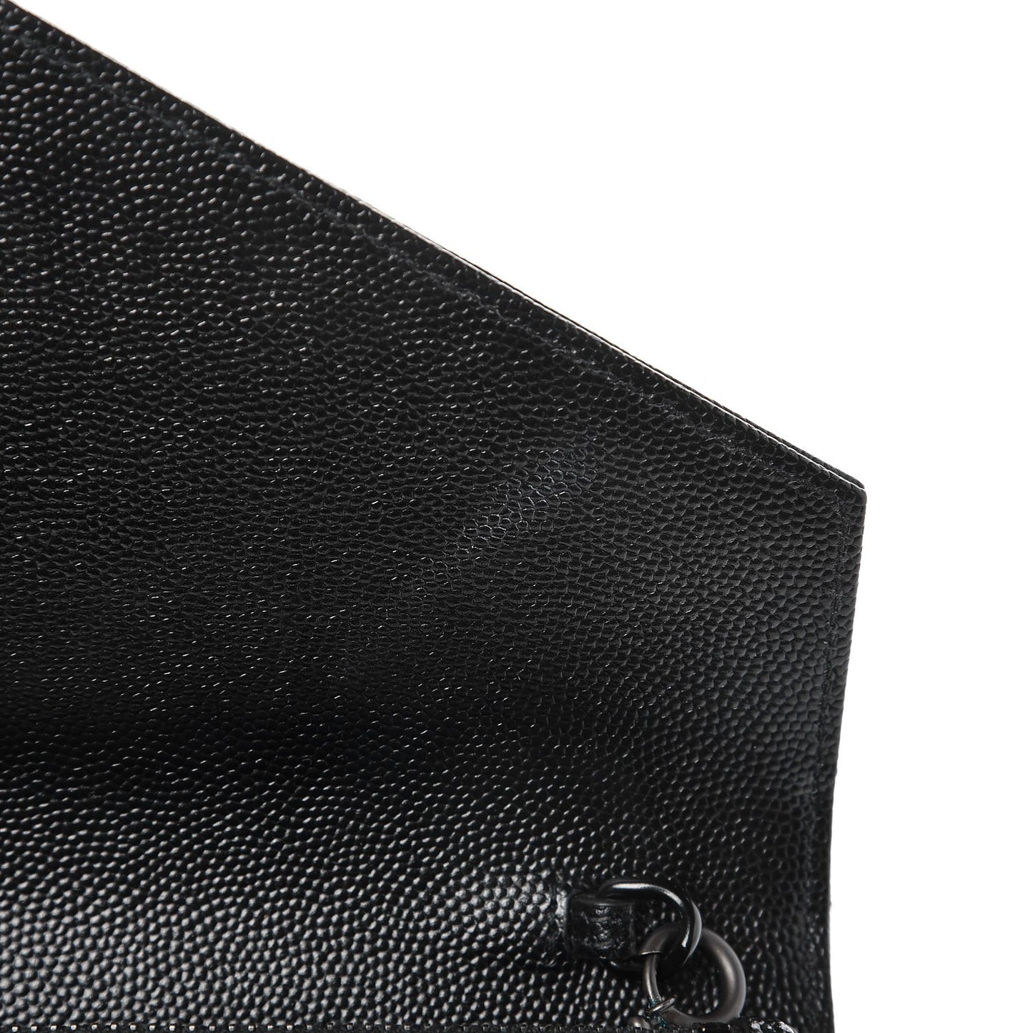 Grain De Poudre Matelasse Chevron Monogram Envelope Chain Wallet Black
