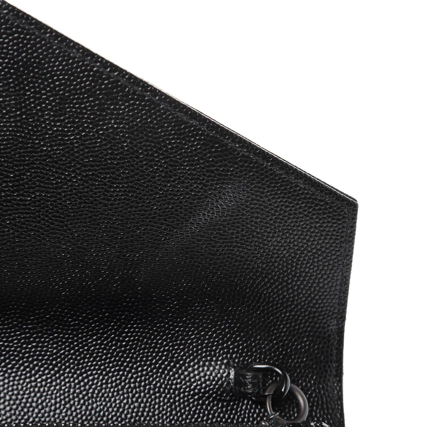 Saint Laurent Grain De Poudre Matelasse Chevron Monogram Envelope Chain Wallet Black 6 of 9
