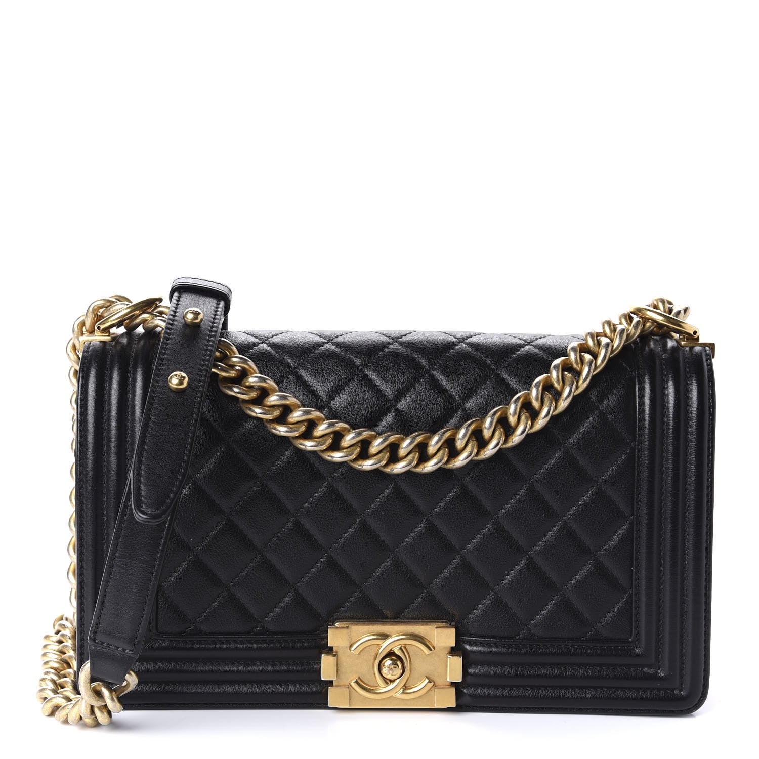 Chanel Lambskin Quilted Medium Boy Flap Black 1 of 10