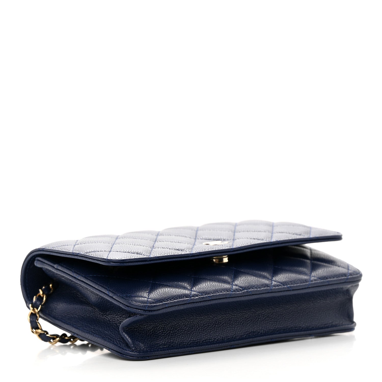 Chanel Caviar Quilted Wallet on Chain WOC Navy Blue 4 of 12