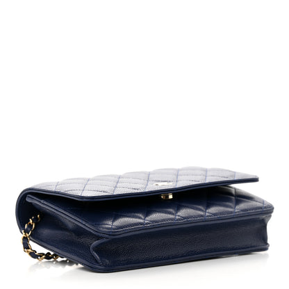Chanel Caviar Quilted Wallet on Chain WOC Navy Blue 4 of 12
