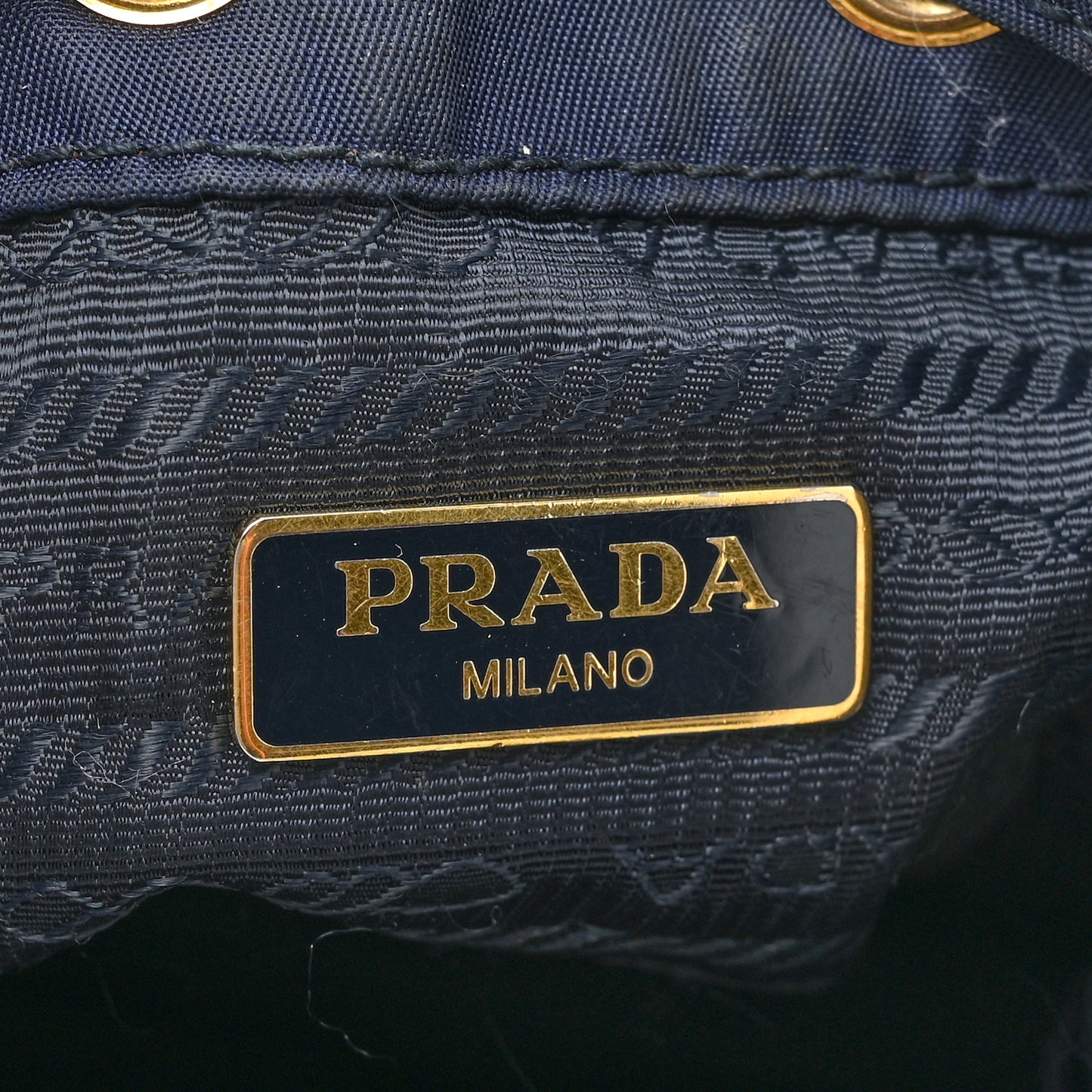 Saffiano Tessuto Nylon Mini Bucket Crossbody Bag Navy
