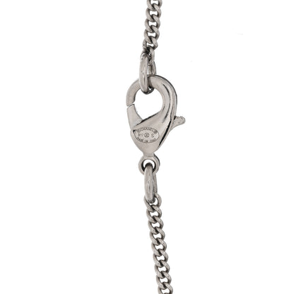 Chanel Crystal Baguette CC Pendant Necklace Silver Blue 4 of 5