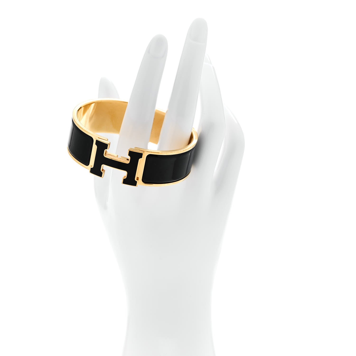 Hermes Enamel Wide Clic Clac H Bracelet GM Black 2 of 4