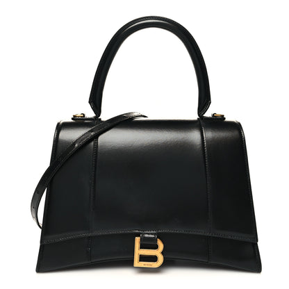Balenciaga Shiny Box Calfskin Medium Hourglass Top Handle Bag Black 1 of 13