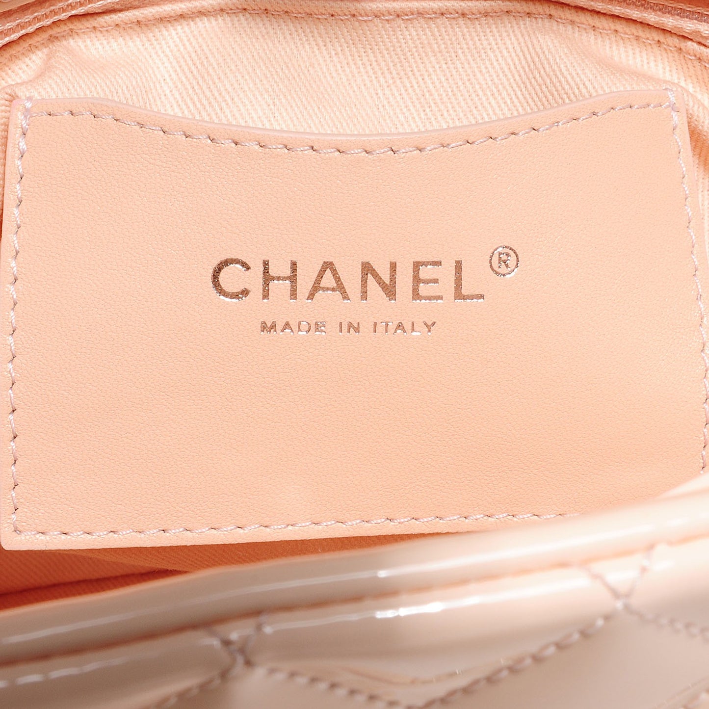 Patent Quilted Large Just Mademoiselle Bowling Bag Beige