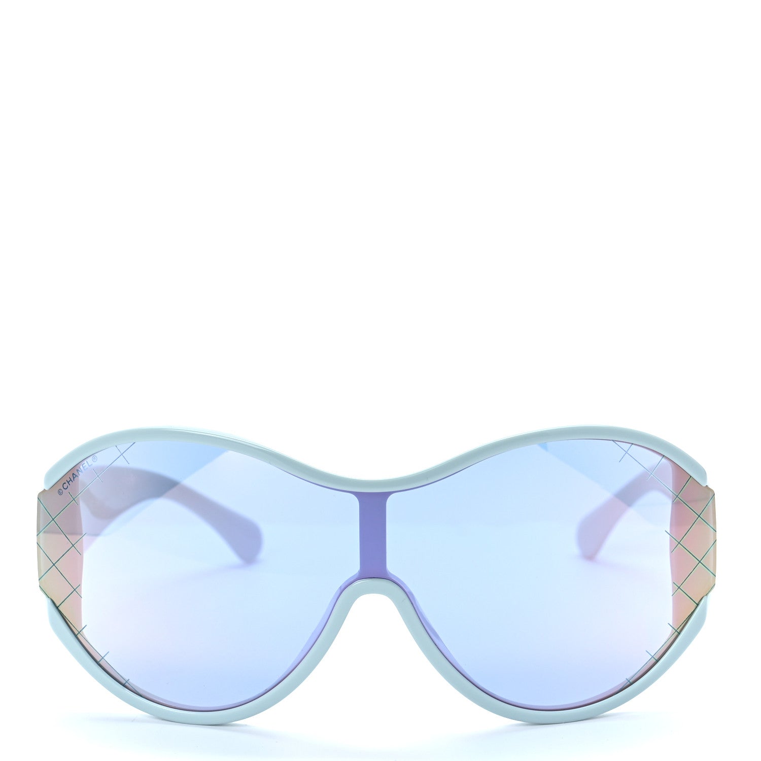 Chanel Acetate Mirror Shield Sunglasses 71476A Light Blue 2 of 7