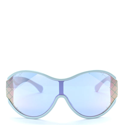 Chanel Acetate Mirror Shield Sunglasses 71476A Light Blue 2 of 7