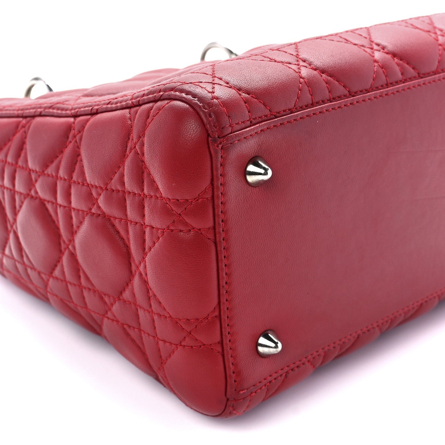 Christian Dior Lambskin Cannage Medium Lady Dior Red 10 of 11