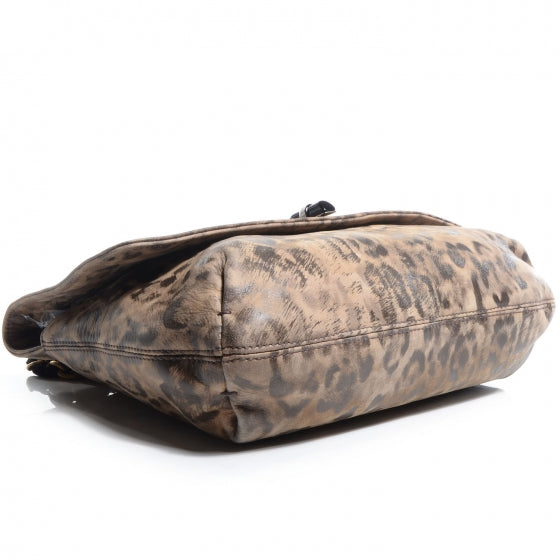 Nubuck Happy Medium Leopard Print Shoulder Bag