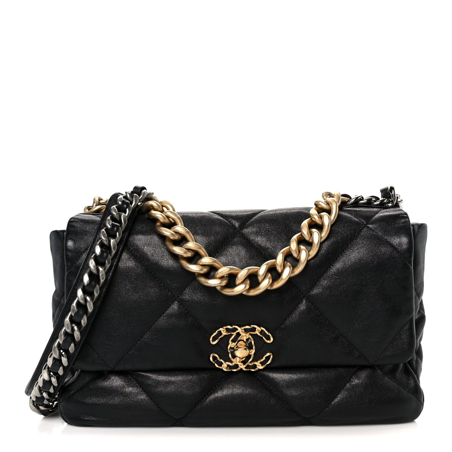Chanel Goatskin Quilted Large Chanel 19 Flap Black 1 of 10