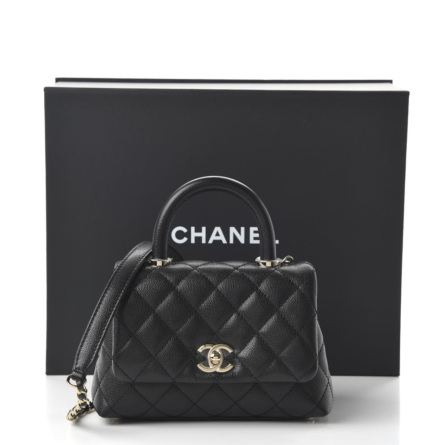 Caviar Quilted Extra Mini Coco Handle Flap Black