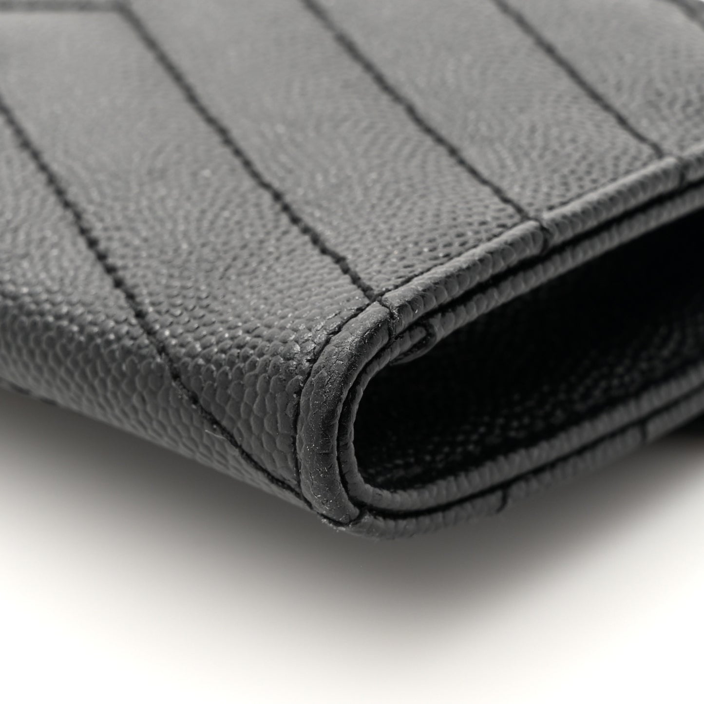 Grain De Poudre Matelasse Chevron Small Monogram Envelope Wallet Black