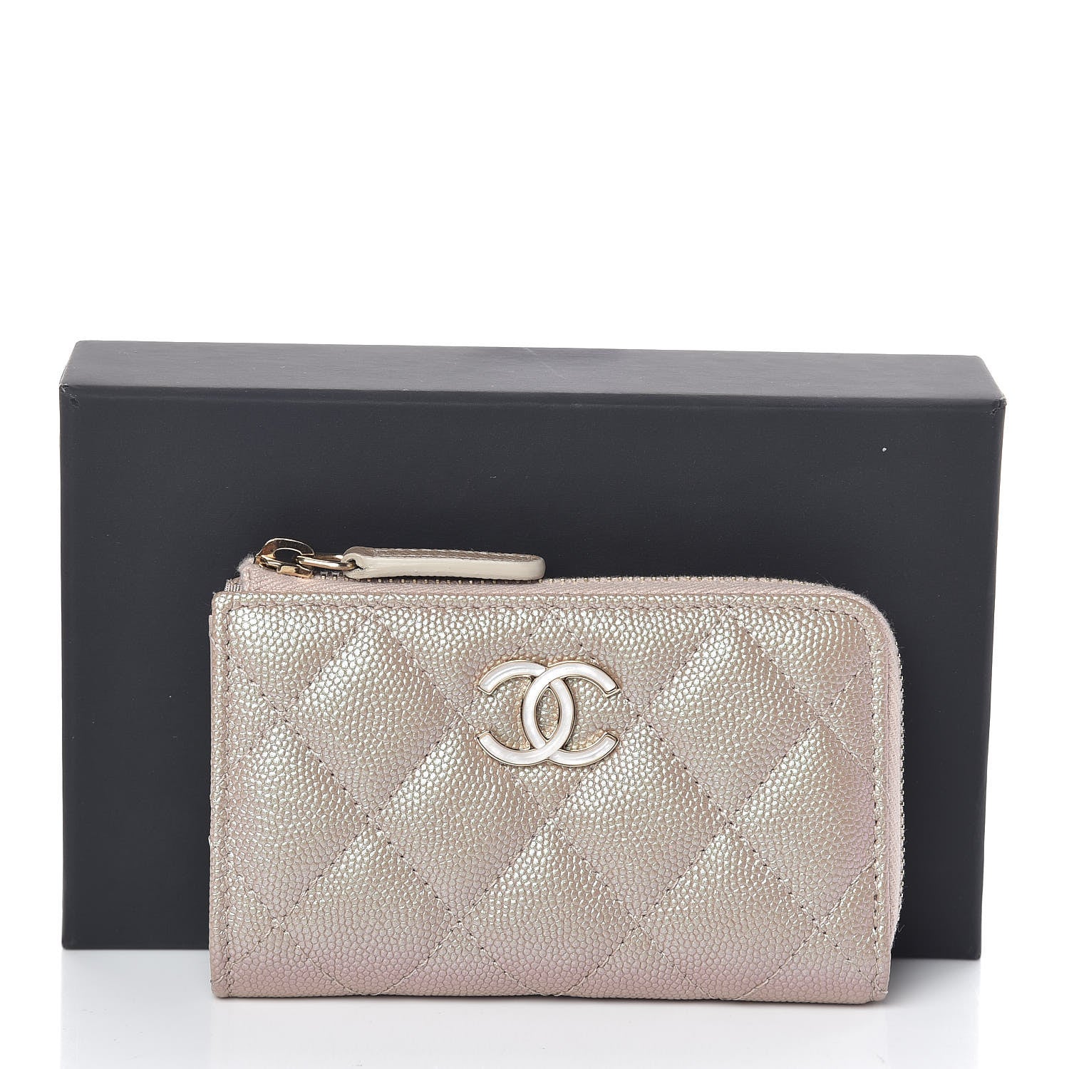 Chanel Iridescent Caviar Quilted Key Holder Case Light Gold 8 of 8