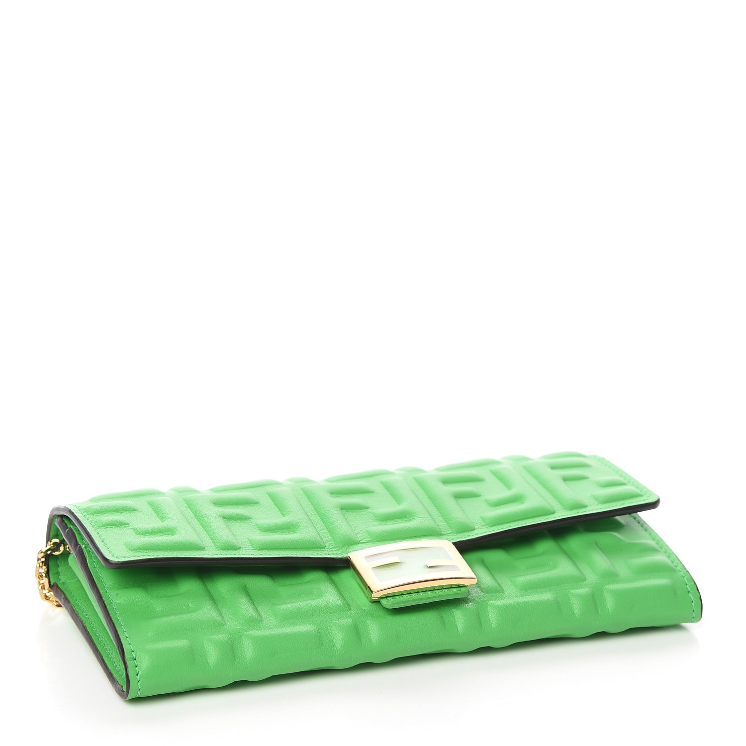 Fendi Nappa Matisse FF Embossed Continental Wallet On Chain Tomatillo 4 of 11