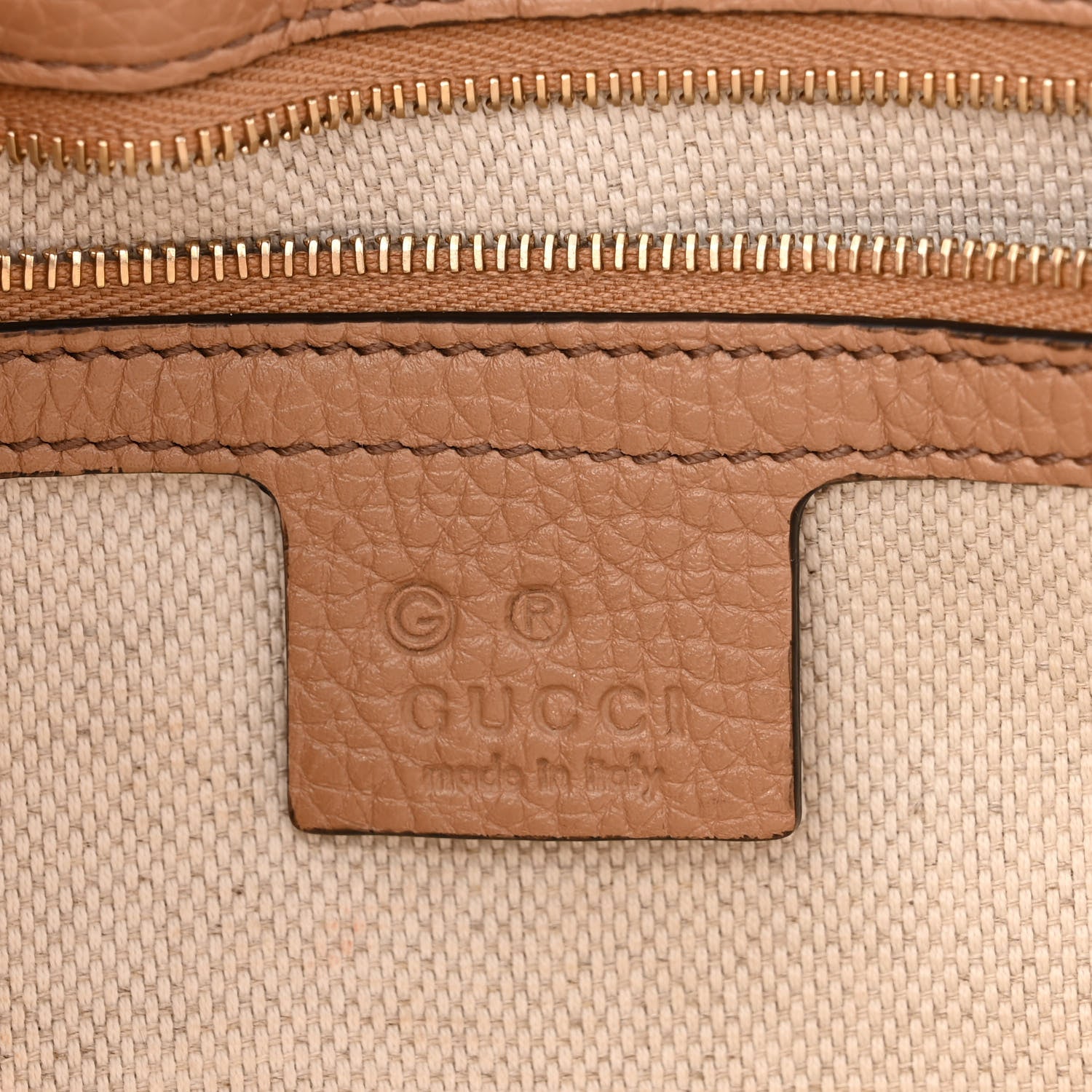 Gucci Pebbled Calfskin Medium Soho Flap Crossbody Camelia 6 of 12