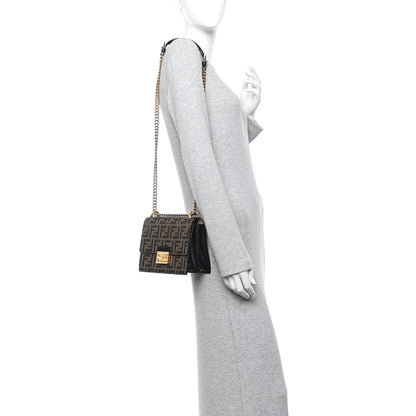 Fendi Vitello Liberty Bi-Color FF 1974 Embossed Small Kan U Shoulder Bag Maya Black 2 of 11