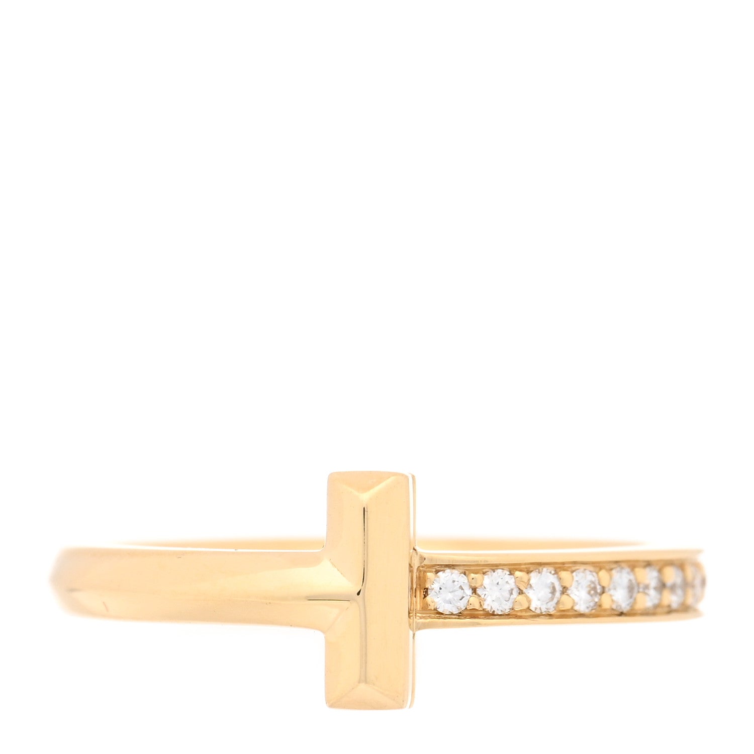 Tiffany 18K Yellow Gold Diamond 2.5mm T T1 Ring 54 7 1 of 4