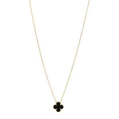 Van Cleef & Arpels 18K Yellow Gold Black Onyx Vintage Alhambra Pendant Necklace 1 of 4
