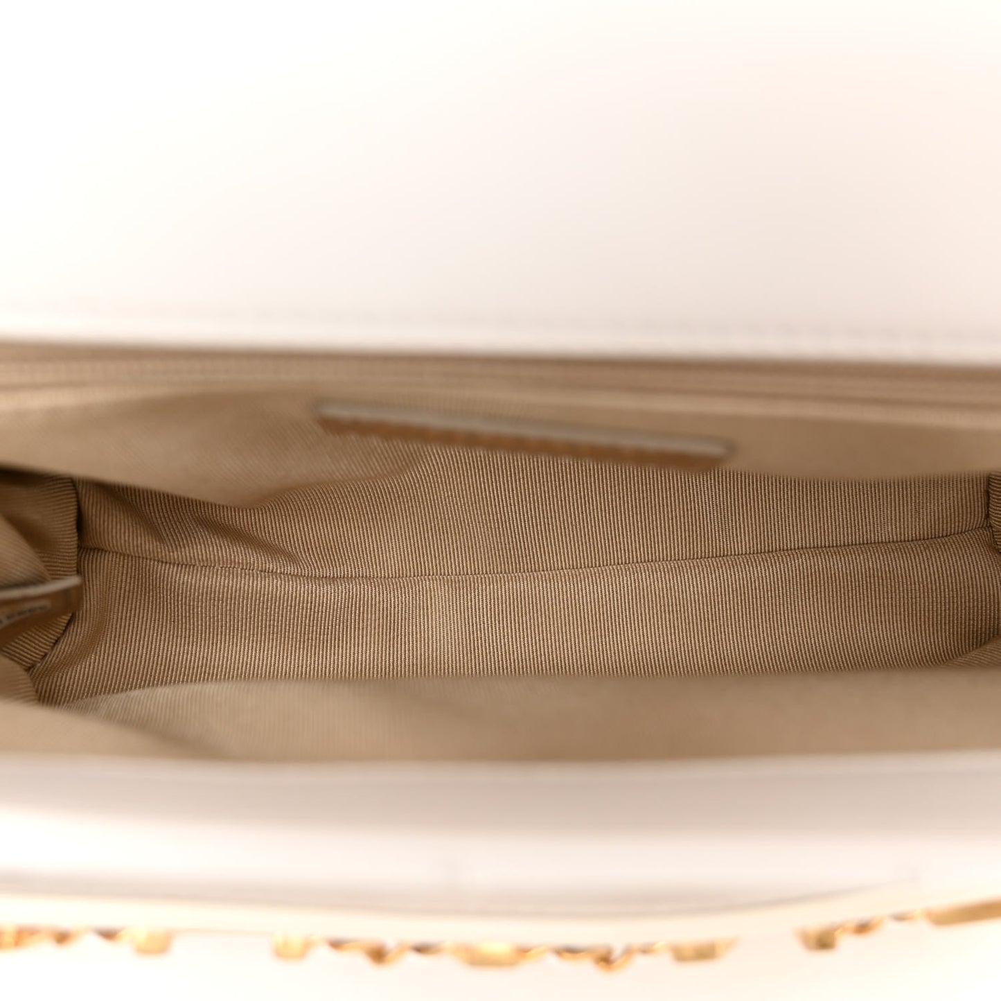 Calfskin Quilted Small Enchained Flap White