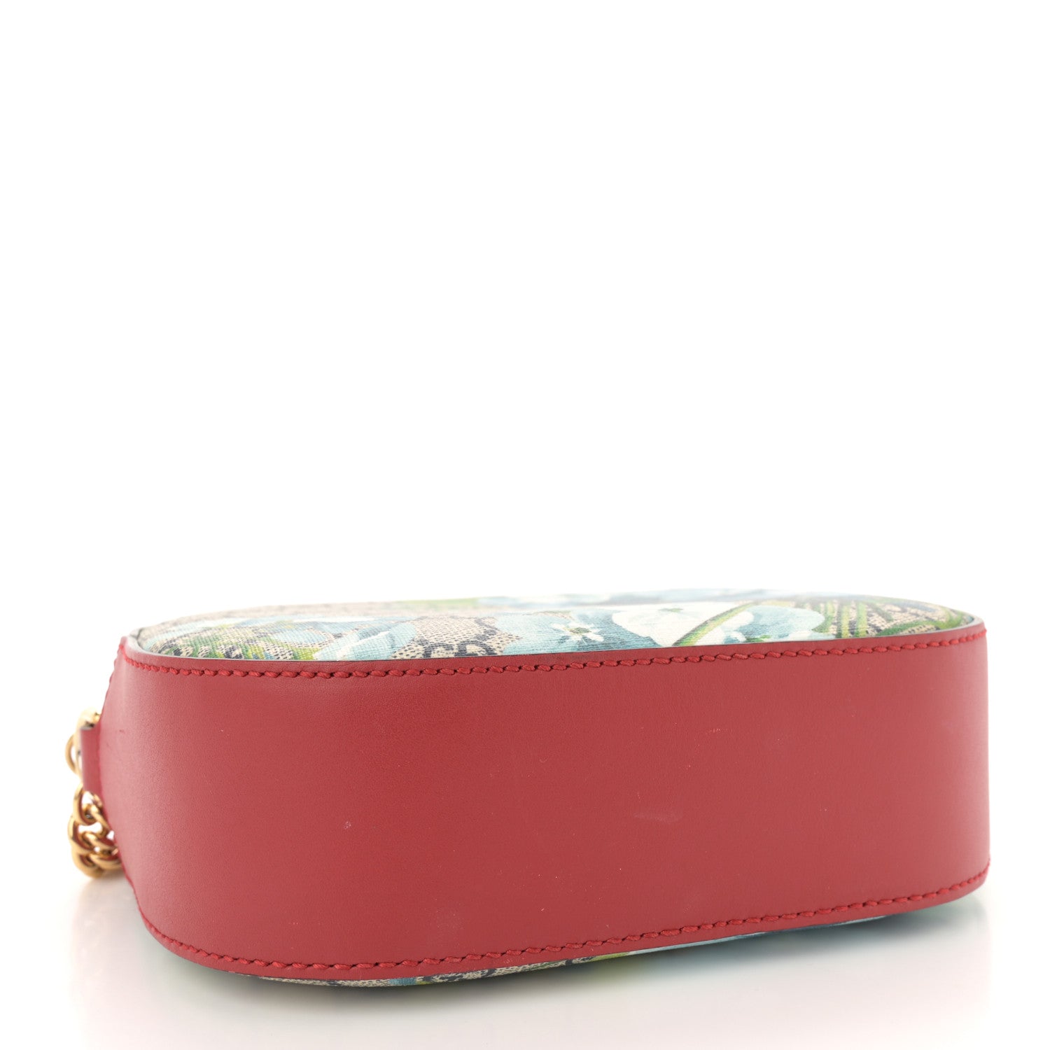 Gucci GG Supreme Monogram Blooms Mini Chain Shoulder Bag Beige Blue Navy Hibiscus Red 4 of 14