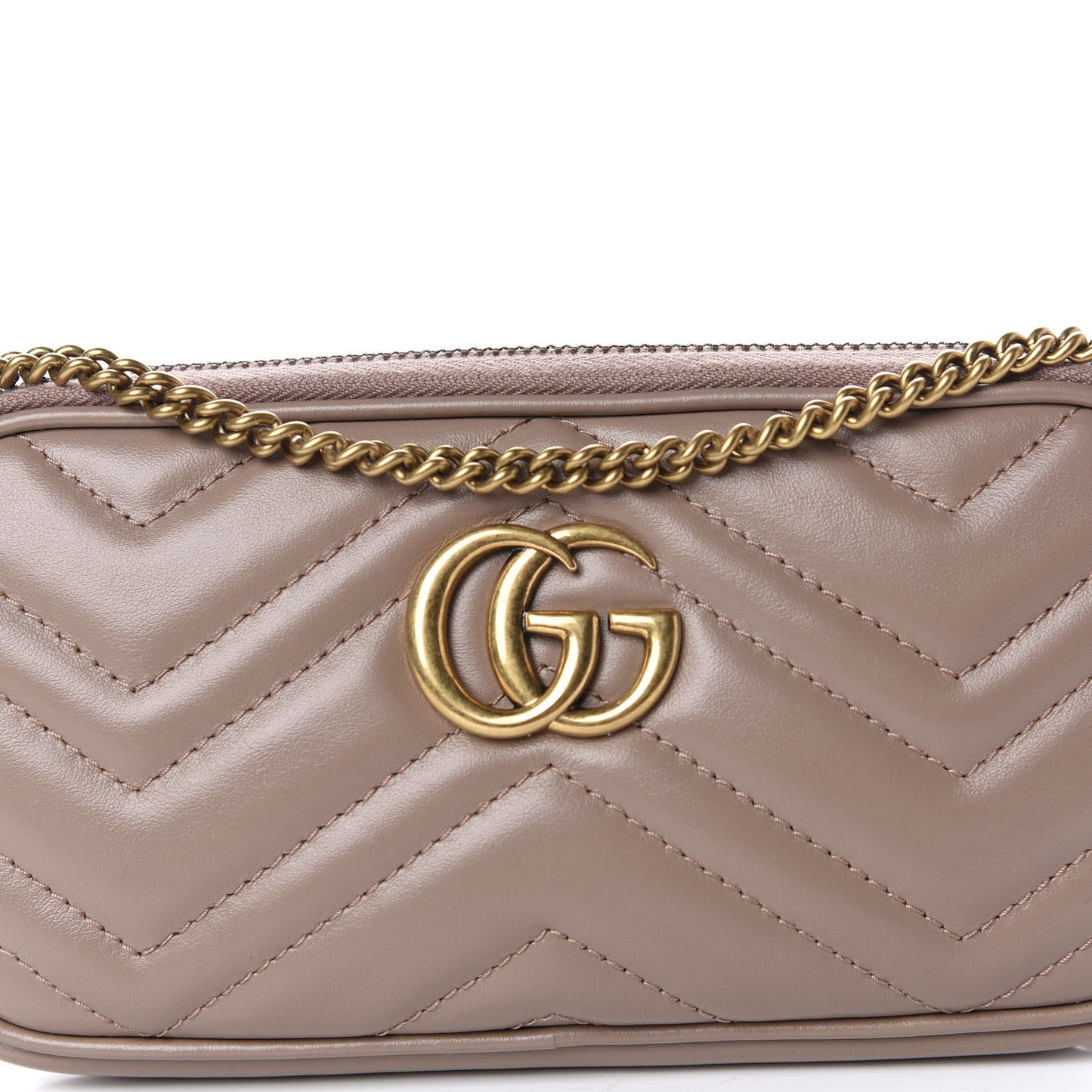 Calfskin Matelasse Mini GG Marmont Chain Crossbody Bag Porcelain Rose