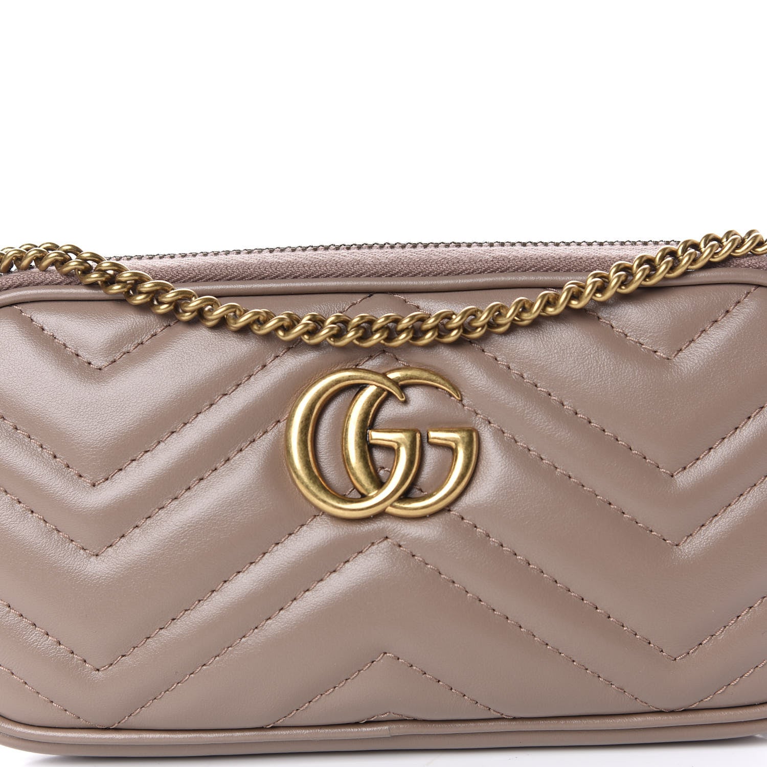 Gucci Calfskin Matelasse Mini GG Marmont Chain Crossbody Bag Porcelain Rose 8 of 9