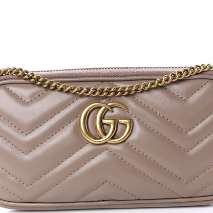 Gucci Calfskin Matelasse Mini GG Marmont Chain Crossbody Bag Porcelain Rose 8 of 9