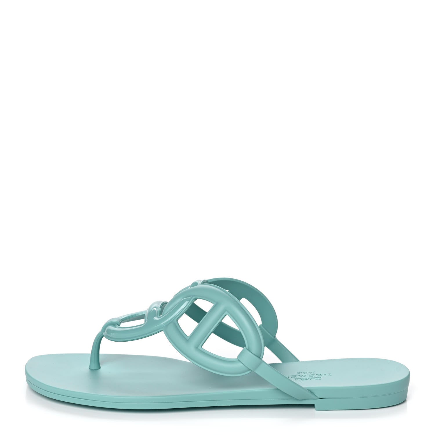 Hermes Rubber Womens Egerie Sandals 38 Vert Embrun 1 of 9