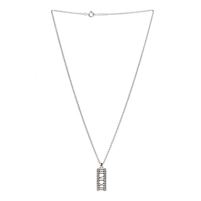 Tiffany 18K White Gold Diamond Atlas Bar Pendant Necklace 3 of 6