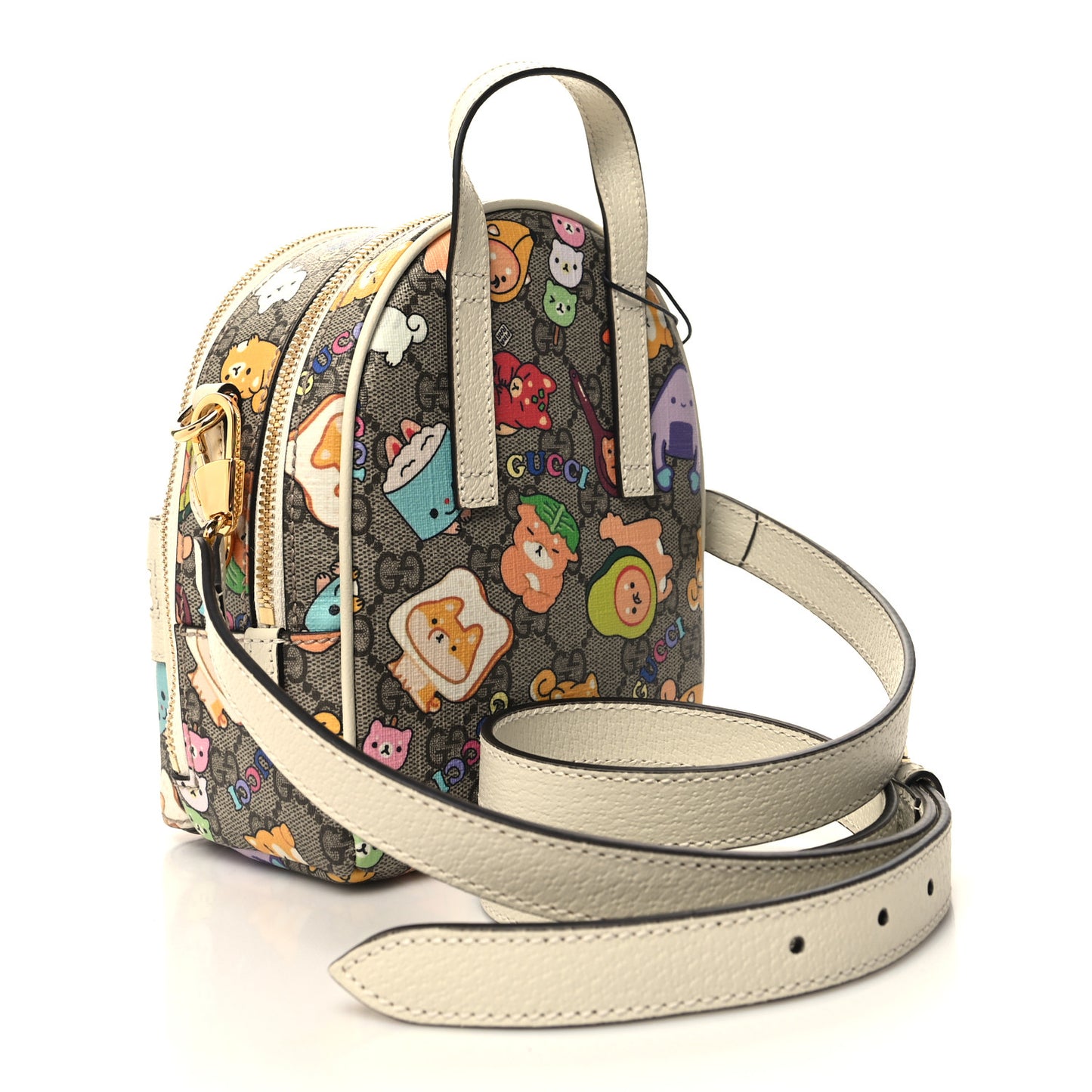 X PIKARAR GG Supreme Monogram Textured Dollar Calfskin Animal Print Retro Interlocking G Multi-Function Bag Beige Ebony Multicolor Mystic White