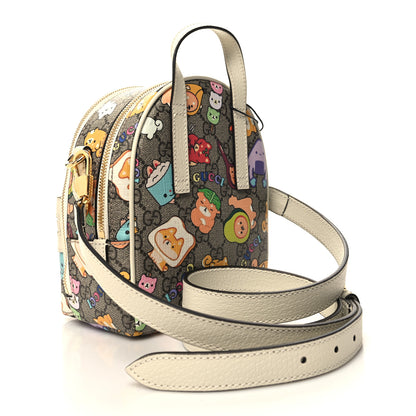 Gucci X PIKARAR GG Supreme Monogram Textured Dollar Calfskin Animal Print Retro Interlocking G Multi-Function Bag Beige Ebony Multicolor Mystic White 2 of 12