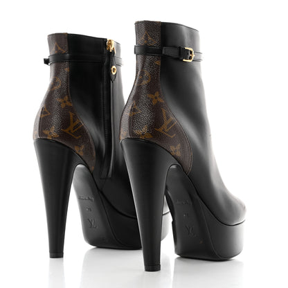 Louis Vuitton Calfskin Monogram Afterglow Platform Ankle Boots 39 Black 4 of 8