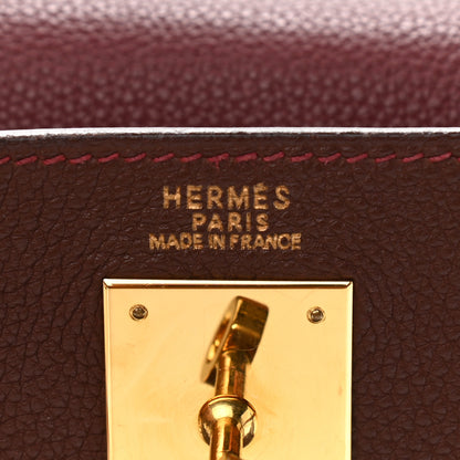 Hermes Togo Tri-Color Kelly Retourne 32 Rouge H Gold Havane 6 of 19