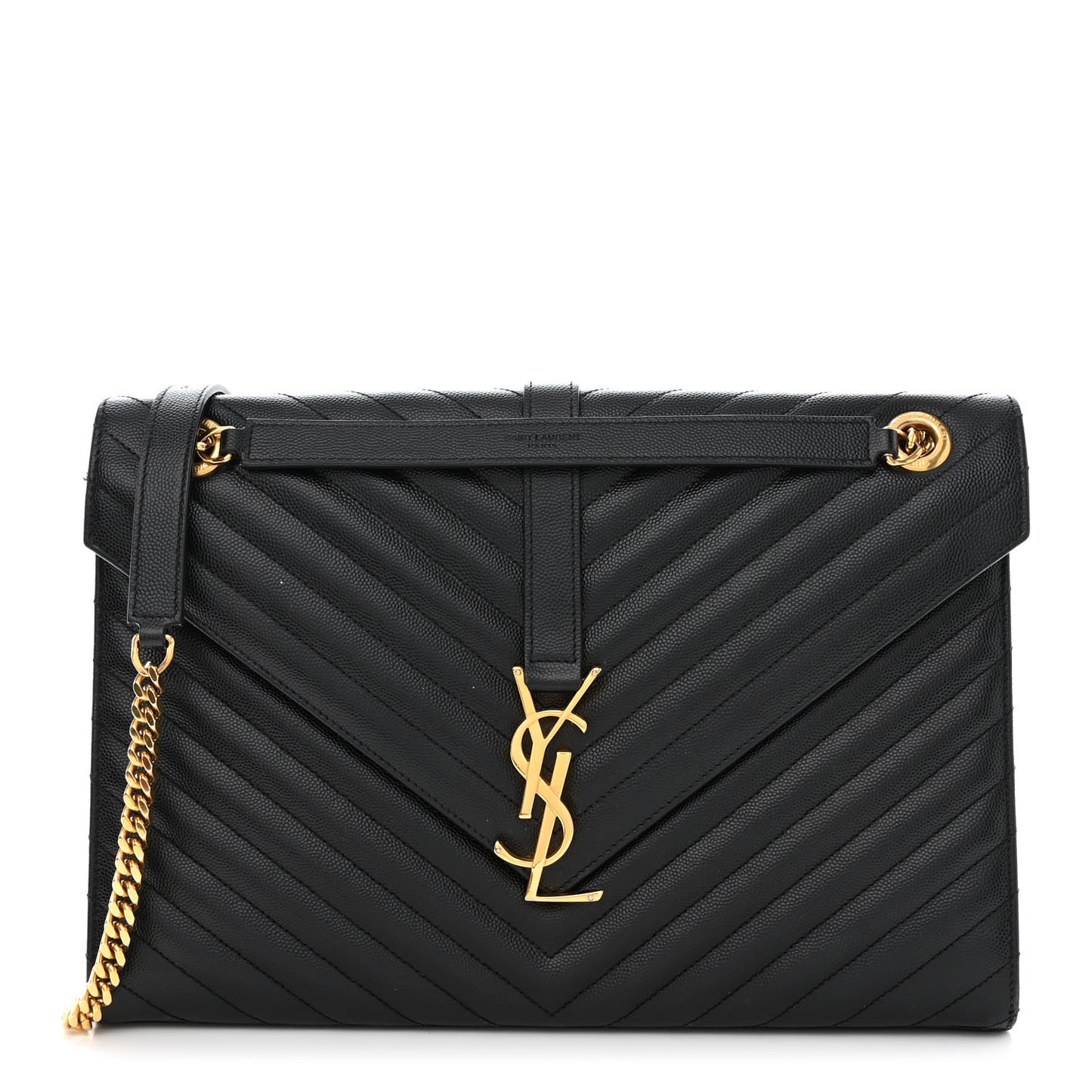 Grain De Poudre Matelasse Chevron Large Monogram Satchel Black