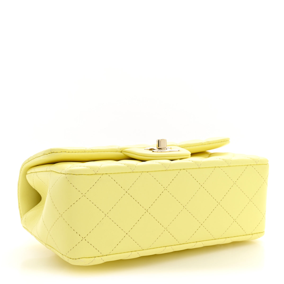 Chanel Lambskin Quilted Mini Chain Top Handle Rectangular Flap Light Yellow 4 of 10